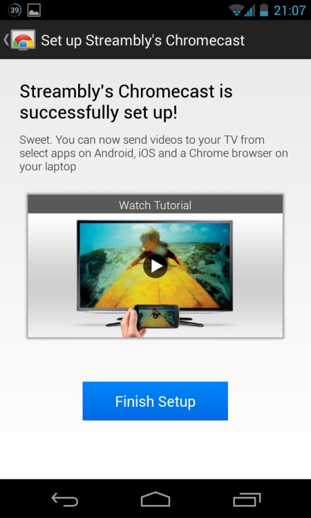 Screenshot of Chromecast Android Setup Completed
