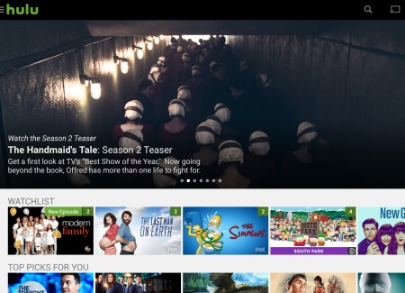 A screenshot of the Hulu app