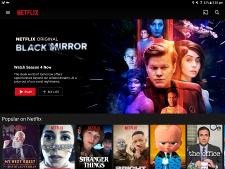 A screenshot of the Netflix app showing content from the U.S. version