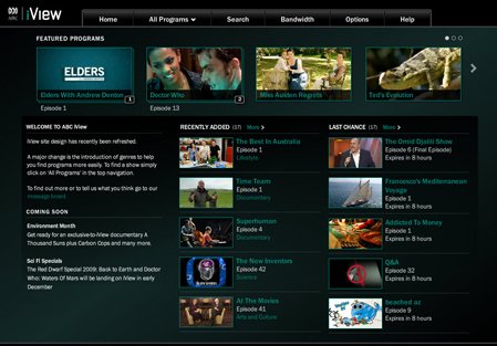 A screen capture of the PS3 ABC iView app