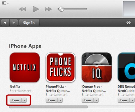 A screen capture showing getting a free app in iTunes' app store