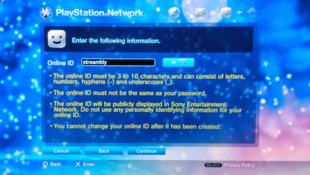 Screen Capture: PS3: PSN Online ID