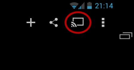 Screenshot of the Android YouTube app's Chromecast button