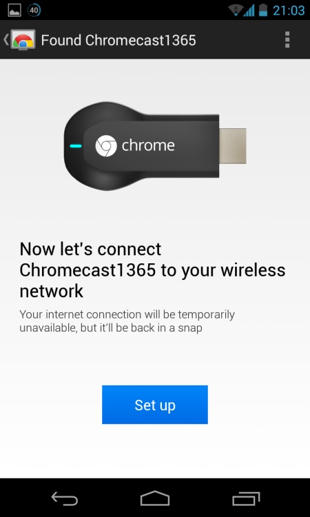 Screenshot of Chromecast Android Setup #1