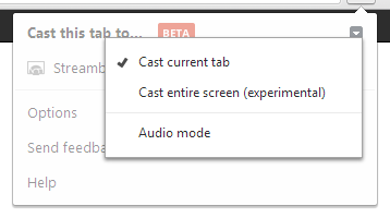 Screenshot of Chrome's Google Cast Settings