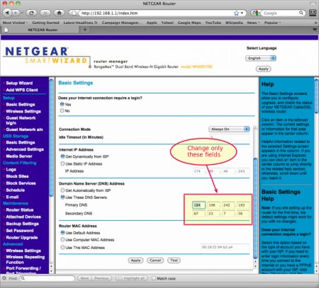 Screen Capture: Unblock-Us Netgear Router Setup