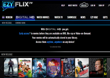 Screenshot of EzyFlix's Digital HD Section