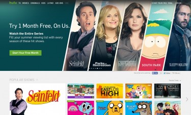 Screenshot of the official Hulu website
