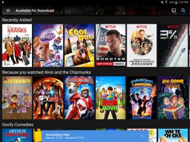 Screenshot showing Netflix's download feature