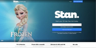 A screenshot showing the Stan Homepage
