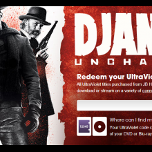A screenshot of the Django Unchained UltraViolet redemption page